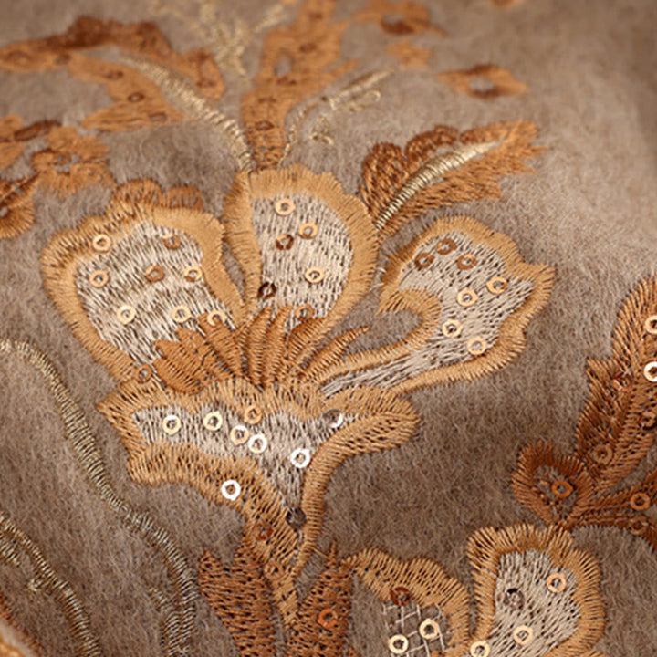 Buddha Stonesウールショール 赤い花 ゴールドスパンコール刺繍 タッセル 冬用 心地よい旅行用スカーフ ラップ - image 9