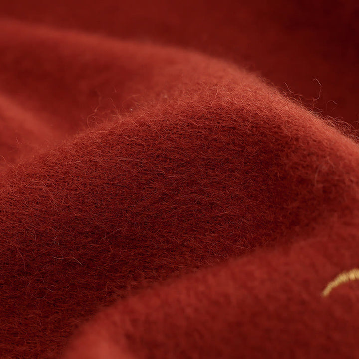 Buddha Stonesウールショール 赤い花 ゴールドスパンコール刺繍 タッセル 冬用 心地よい旅行用スカーフ ラップ - image 3