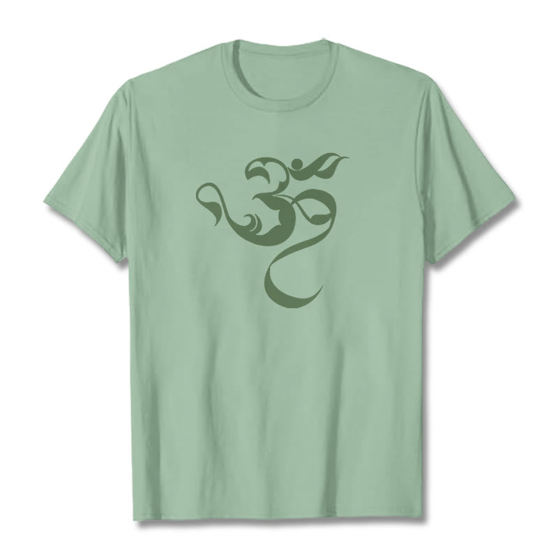 Buddha Stonesオーム図デザインコットンTシャツ - 淡い緑色 - 2XL - image 17