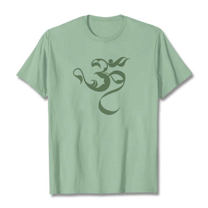 Buddha Stonesオーム図デザインコットンTシャツ - 淡い緑色 - 2XL - image 17