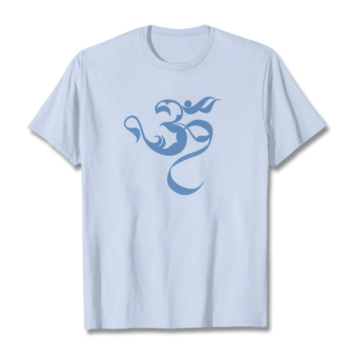 Buddha Stonesオーム図デザインコットンTシャツ - ライトシアン - 2XL - image 10