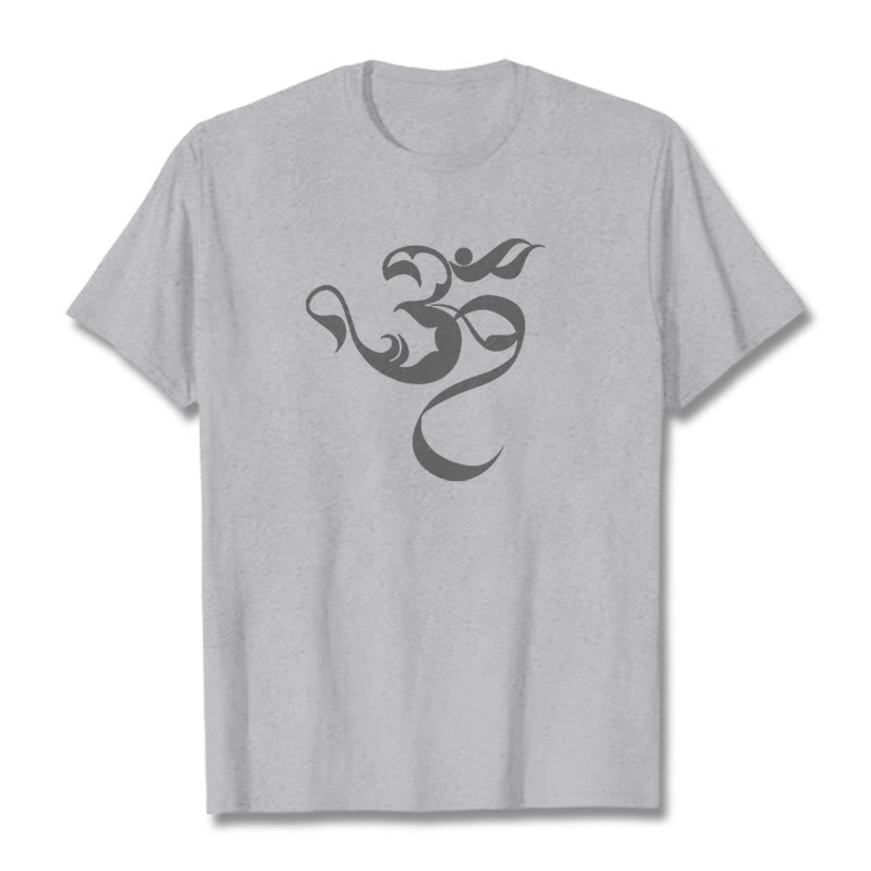 Buddha Stonesオーム図デザインコットンTシャツ - ライトグレー - 2XL - image 19