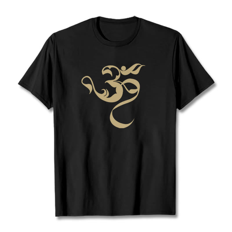 Buddha Stonesオーム図デザインコットンTシャツ - 黒 - 2XL - image 0