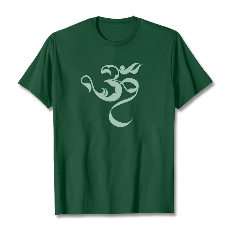 Buddha Stonesオーム図デザインコットンTシャツ - フォレストグリーン - 2XL - image 8
