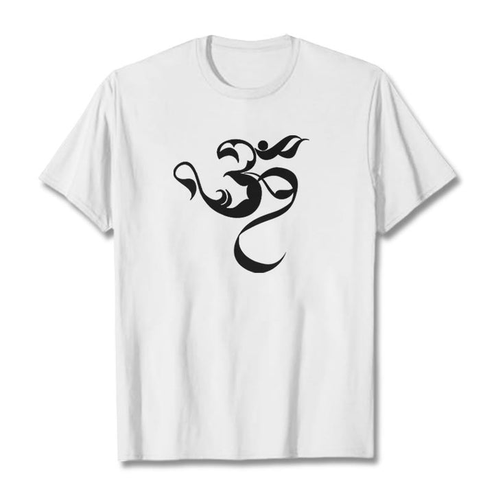 Buddha Stonesオーム図デザインコットンTシャツ - 白 - 2XL - image 5