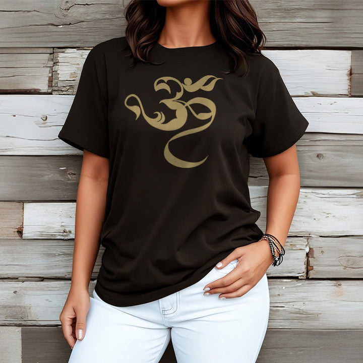 Buddha Stonesオーム図デザインコットンTシャツ - image 1