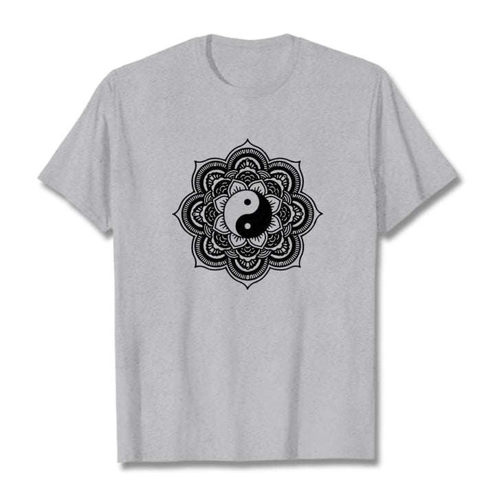 Buddha Stones曼荼羅陰陽コットンTシャツ - ライトグレー - 2XL - image 18