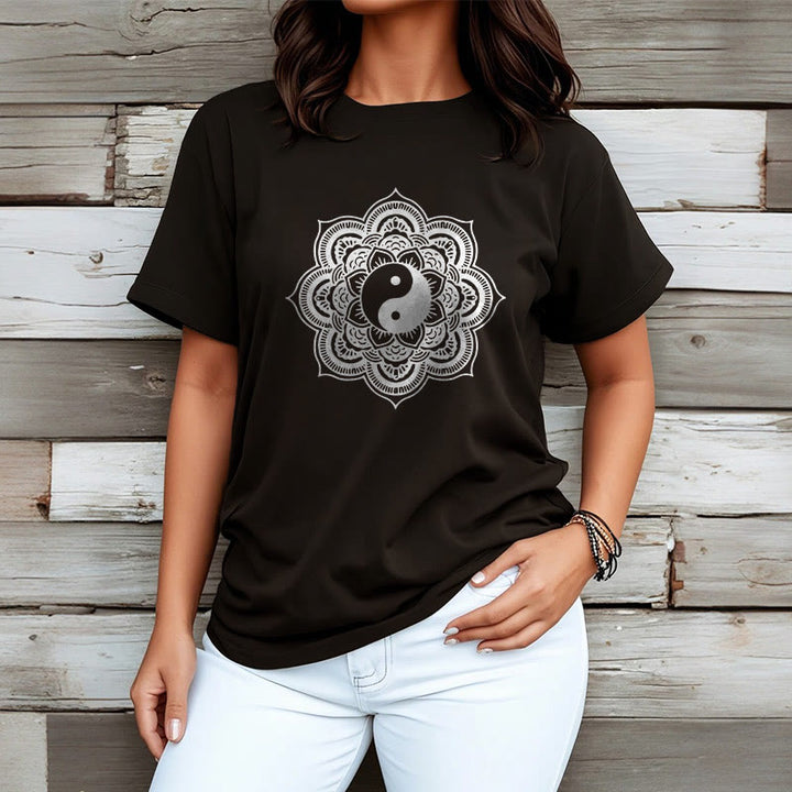 Buddha Stones曼荼羅陰陽コットンTシャツ - image 5