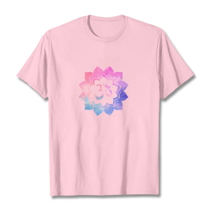 Buddha StonesOm カラフル ロータス コットン Tシャツ - ライトピンク - 2XL - image 12