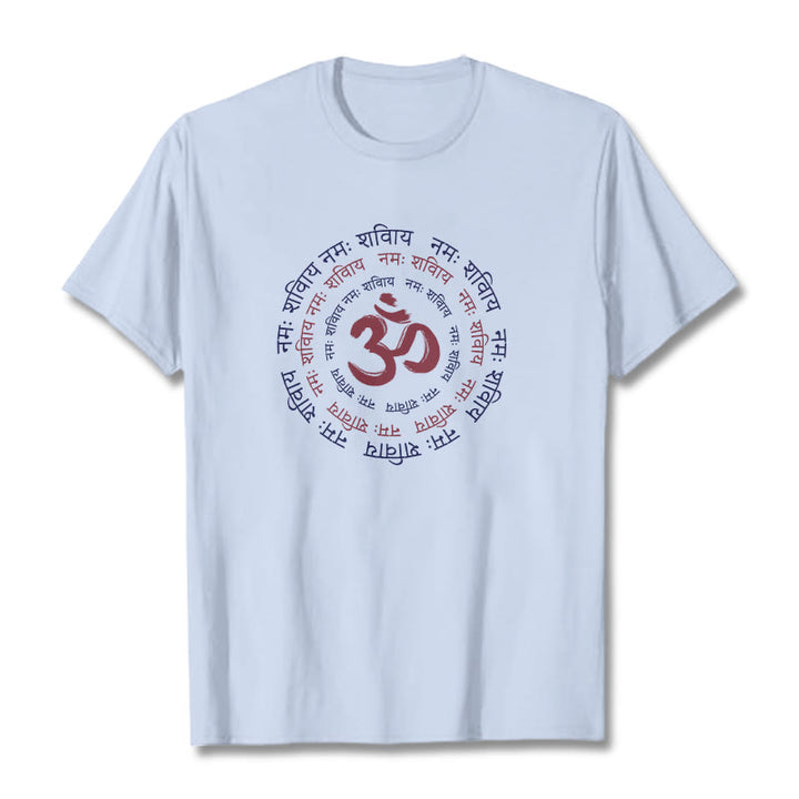 Buddha StonesOM マントラ キャラクター サンスクリット コットン Tシャツ - ライトシアン - 2XL - image 5