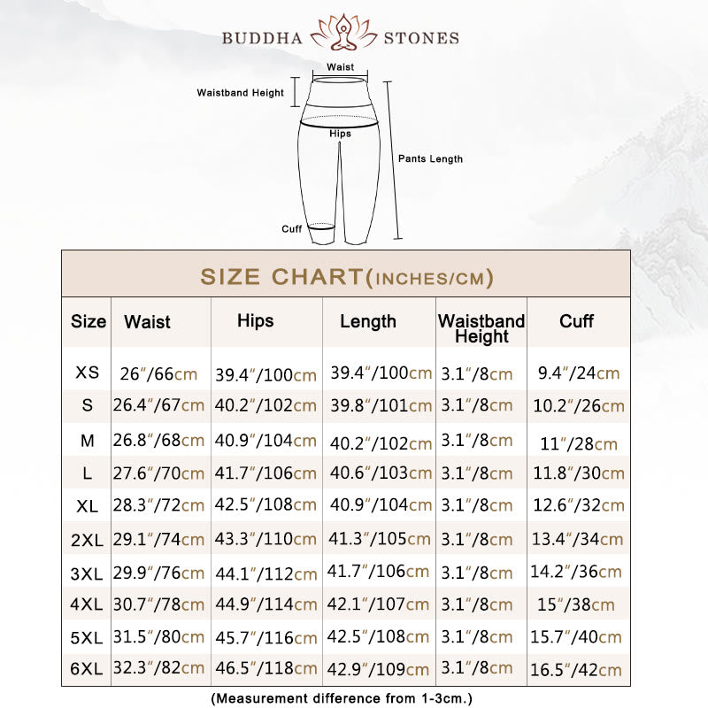 Buddha Stones、白い縁起の良い雲、鳥、木の模様、レディース 伸縮性ウエスト ハーレムパンツ - image 4