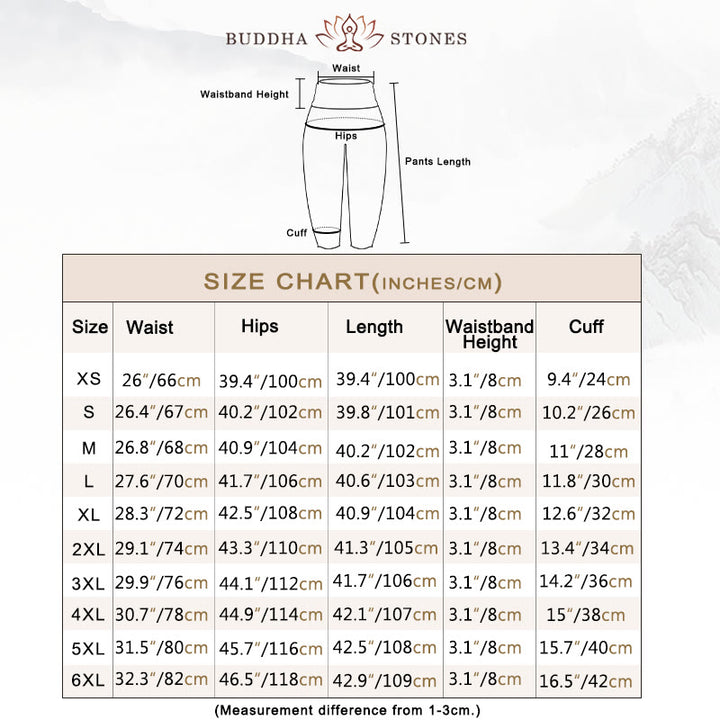 Buddha Stones、白い縁起の良い雲、鳥、木の模様、レディース 伸縮性ウエスト ハーレムパンツ - image 4
