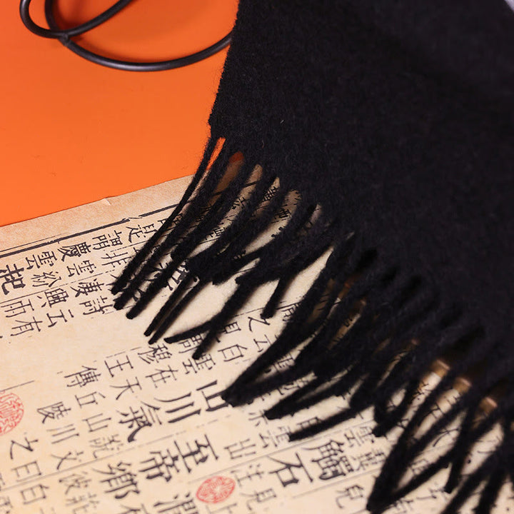 Buddha Stonesウールショール 竹の葉刺繍タッセル 冬用 心地よい旅行用スカーフ ラップ - image 4