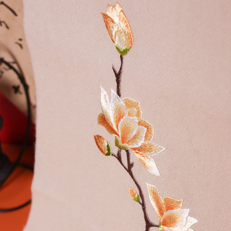 Buddha Stonesウールショール ユラン マグノリア 刺繍 タッセル 冬用 心地よい 旅行用スカーフ ラップ - image 1