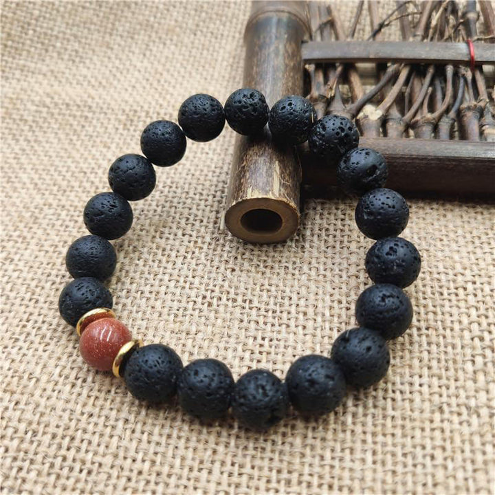 Buddha Stones溶岩石 ゴールドストーン ブルーサンドストーン ヒーリングブレスレット