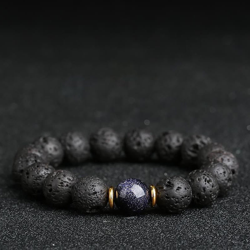 Buddha Stones溶岩石 ゴールドストーン ブルーサンドストーン ヒーリングブレスレット