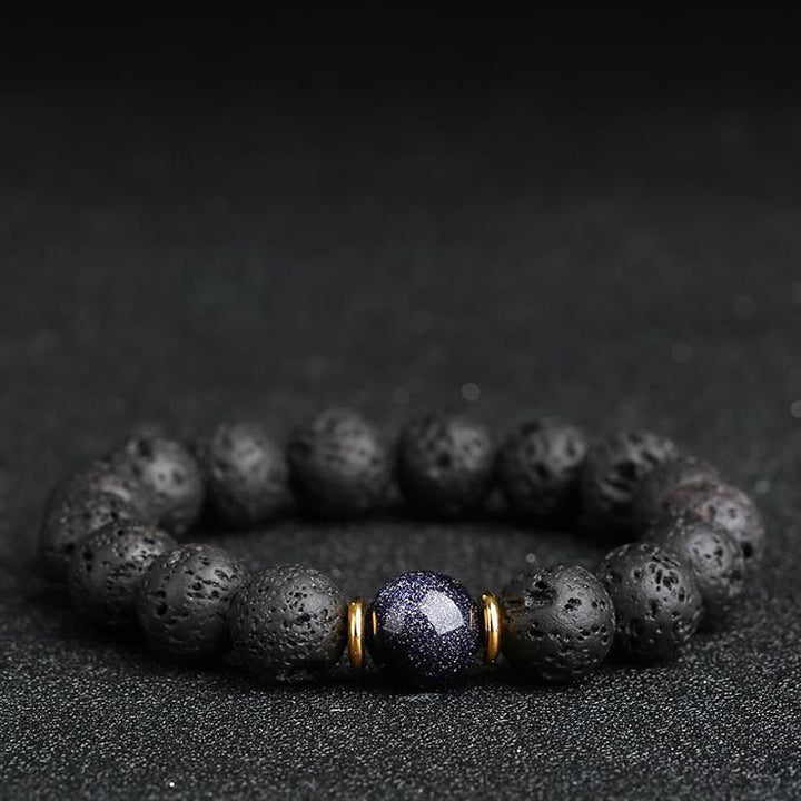 Buddha Stones溶岩石 ゴールドストーン ブルーサンドストーン ヒーリングブレスレット