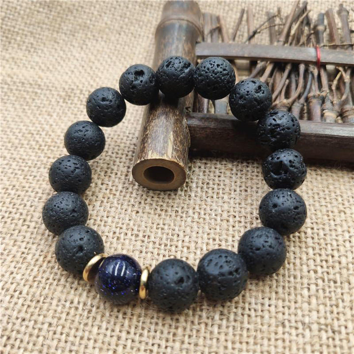 Buddha Stones溶岩石 ゴールドストーン ブルーサンドストーン ヒーリングブレスレット