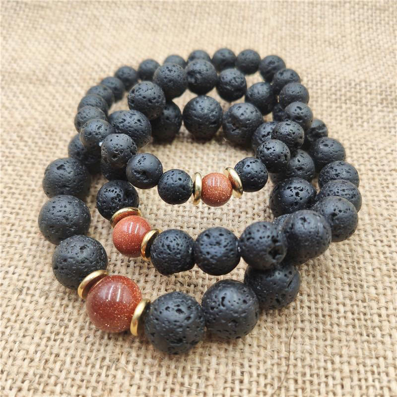 Buddha Stones溶岩石 ゴールドストーン ブルーサンドストーン ヒーリングブレスレット