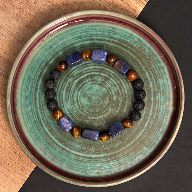 Buddha Stones各種クリスタルキューブアメジスト溶岩石サポートブレスレット
