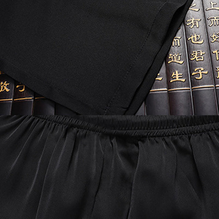 Buddha Stones石竹桃の花唐装漢服伝統制服半袖トップスパンツ衣類メンズセット - image 16