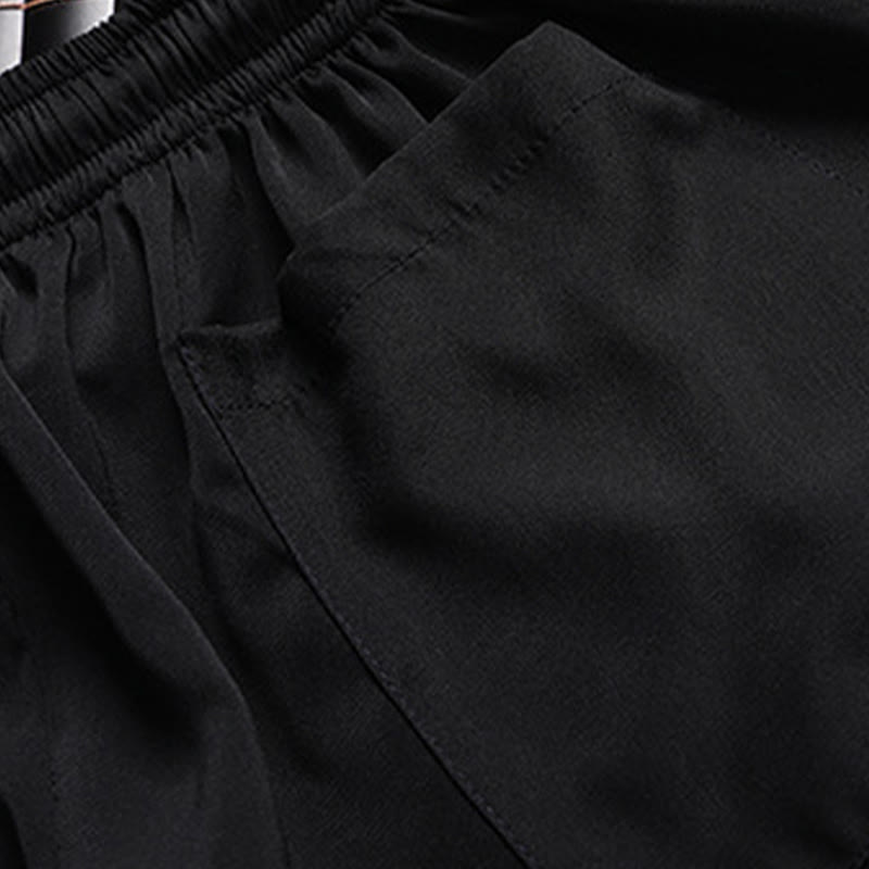 Buddha Stones石竹桃の花唐装漢服伝統制服半袖トップスパンツ衣類メンズセット - image 18