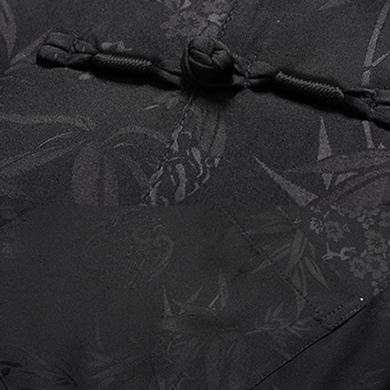 Buddha Stones石竹桃の花唐装漢服伝統制服半袖トップスパンツ衣類メンズセット - image 10