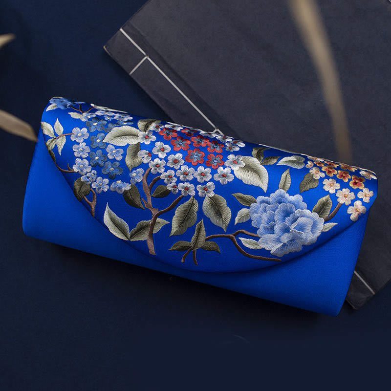 Buddha Stonesと紫陽花の蘇刺繍のウェディングショッピングウォレットハンドバッグクロスボディバッグ