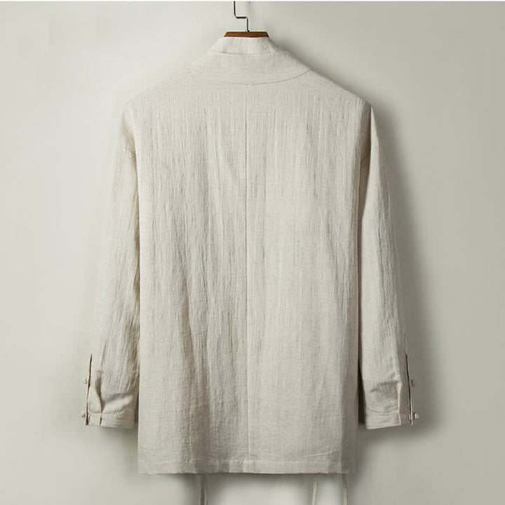 Buddha Stonesの秋の中国漢服コットンリネンメンズジャケット - image 8