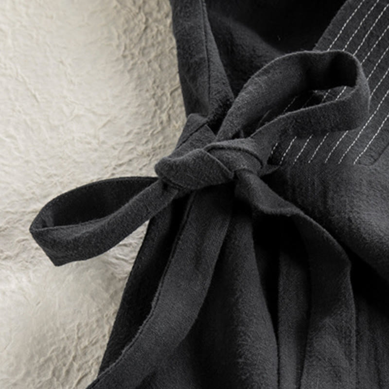 Buddha Stonesシンプル 秋 レースアップ コットンリネン メンズ ジャケットコート 禅服 - image 9