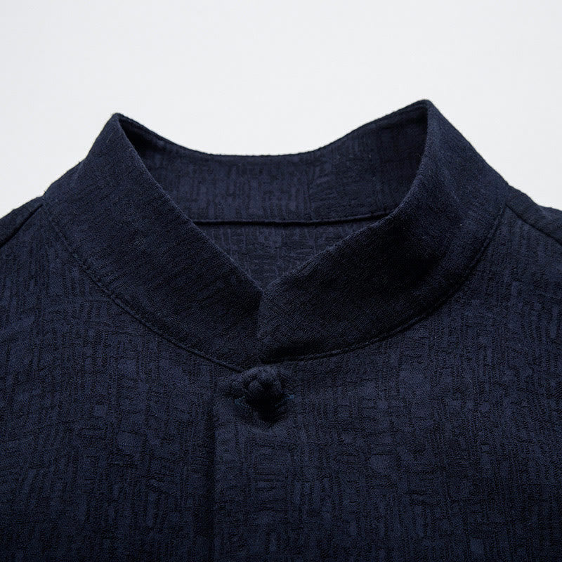 Buddha Stones秋 無地 長袖 ボタンシャツ コットンリネン メンズ 服 - image 8