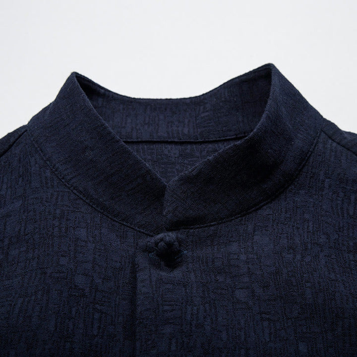 Buddha Stones秋 無地 長袖 ボタンシャツ コットンリネン メンズ 服 - image 8