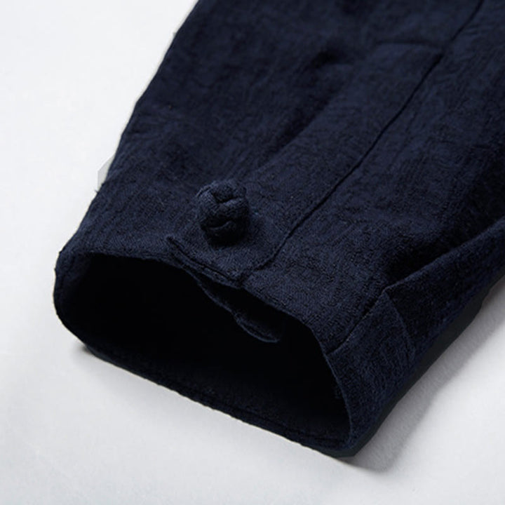 Buddha Stones秋 無地 長袖 ボタンシャツ コットンリネン メンズ 服 - image 12