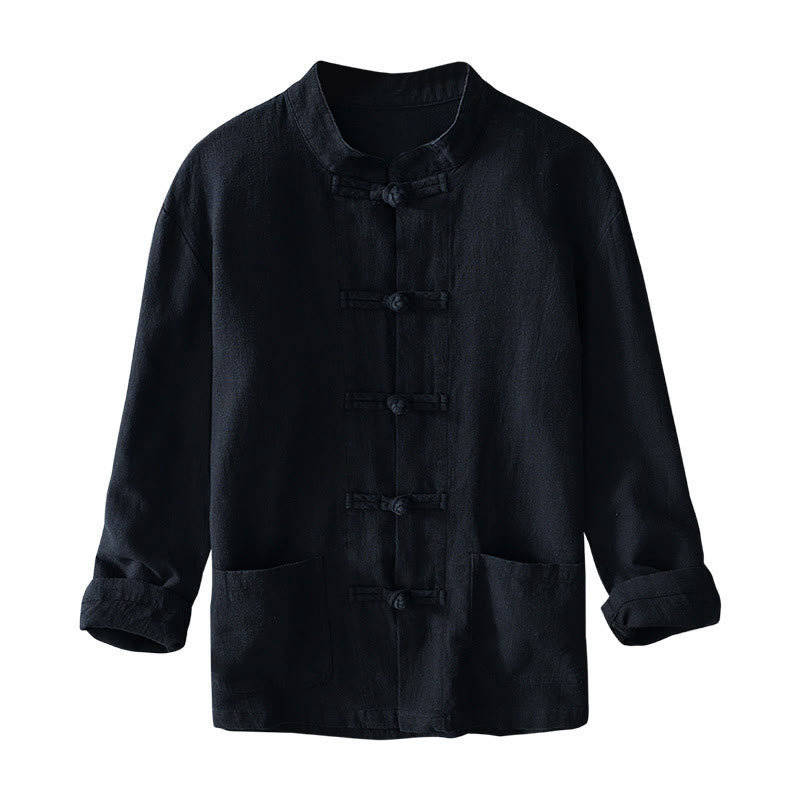 Buddha Stones メンズ コットンリネン素材 中国唐装風 カエルボタン付き ジャケットタイプシャツ ポケットあり - image 22