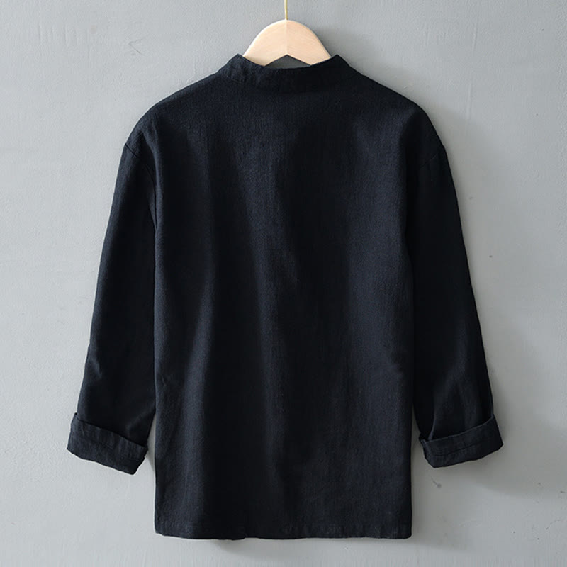 Buddha Stones メンズ コットンリネン素材 中国唐装風 カエルボタン付き ジャケットタイプシャツ ポケットあり - image 15