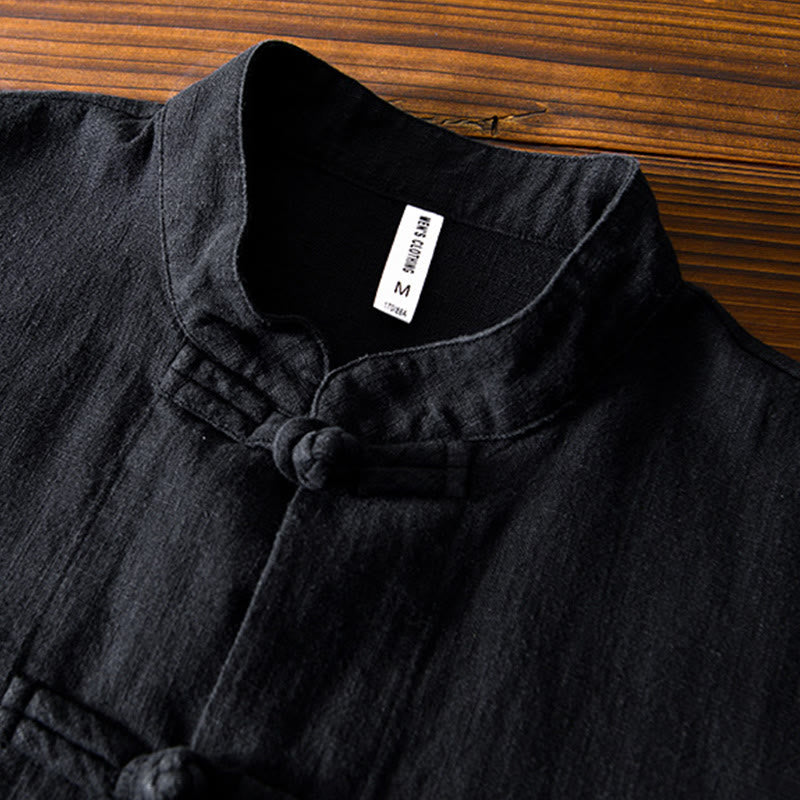 Buddha Stones メンズ コットンリネン素材 中国唐装風 カエルボタン付き ジャケットタイプシャツ ポケットあり - image 16