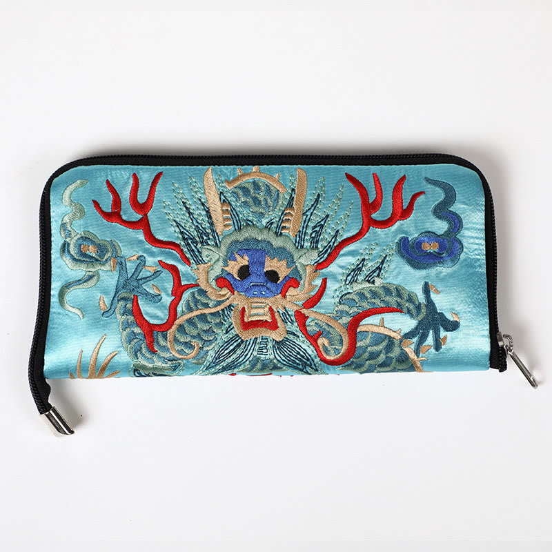Buddha Stones神話の獣 鳳凰 龍 麒麟 蘇 刺繍 チケットフォルダー 収納 旅行 ショッピングバッグ ハンドバッグ