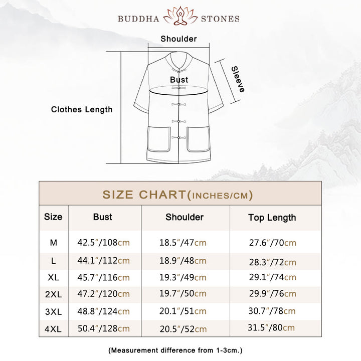 Buddha Stones龍風キャラクター唐装 伝統的半袖シャツ ワイドレッグパンツ 衣類 メンズセット - image 5