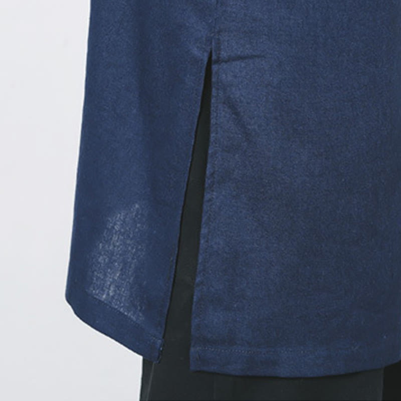 Buddha Stones秋 シンプル カエルボタン リネン メンズ ミドル丈コート 禅服 - image 13