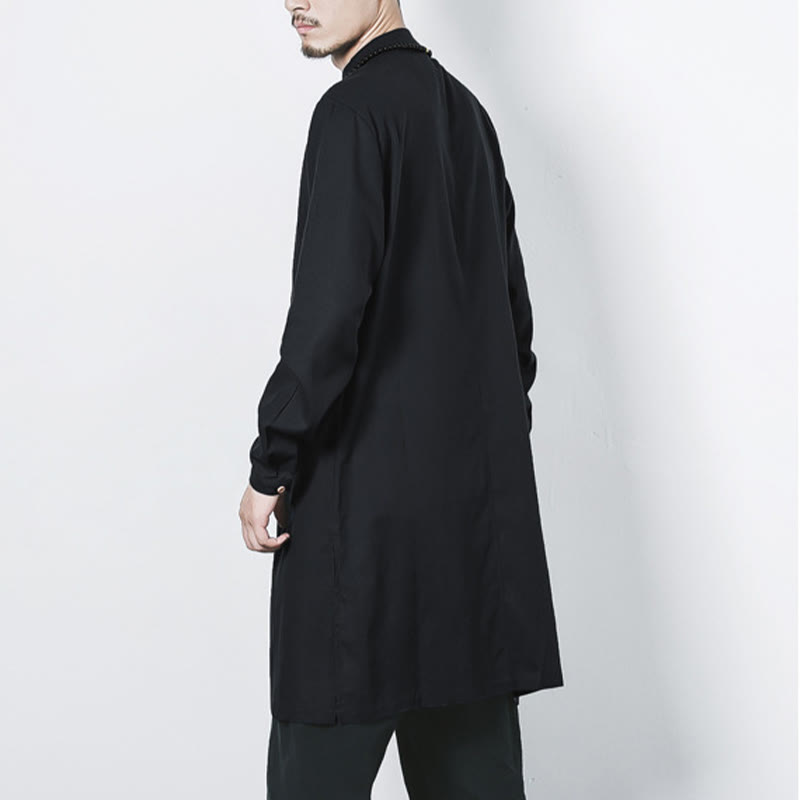 Buddha Stones秋 シンプル カエルボタン リネン メンズ ミドル丈コート 禅服 - image 19