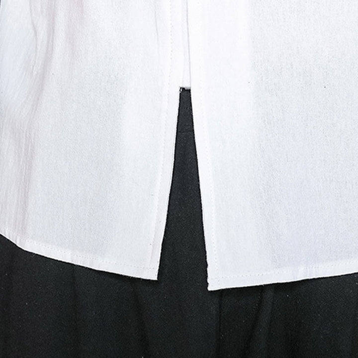 Buddha Stones秋 無地 長袖 カエルボタンシャツ リネン メンズ 禅服 - image 9