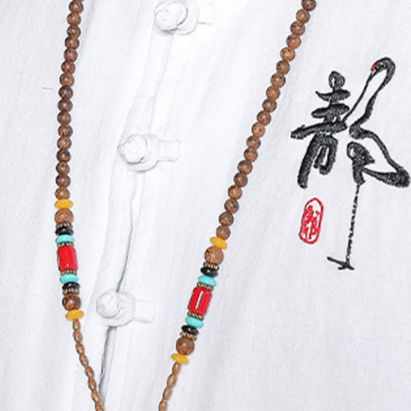 Buddha Stones秋 無地 長袖 カエルボタンシャツ リネン メンズ 禅服 - image 7