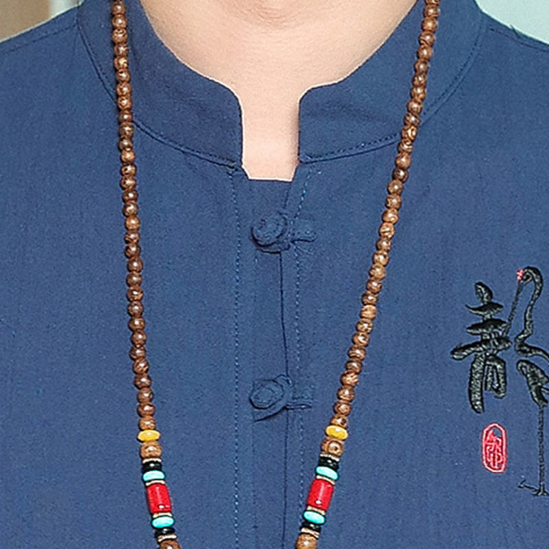 Buddha Stones秋 無地 長袖 カエルボタンシャツ リネン メンズ 禅服 - image 27