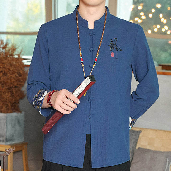 Buddha Stones秋 無地 長袖 カエルボタンシャツ リネン メンズ 禅服 - image 23