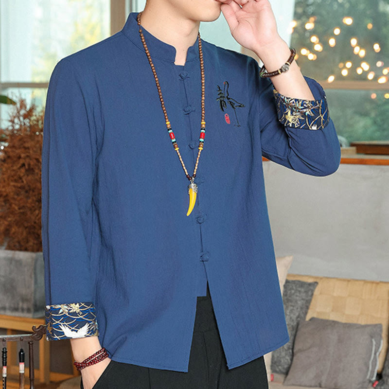 Buddha Stones秋 無地 長袖 カエルボタンシャツ リネン メンズ 禅服 - image 22