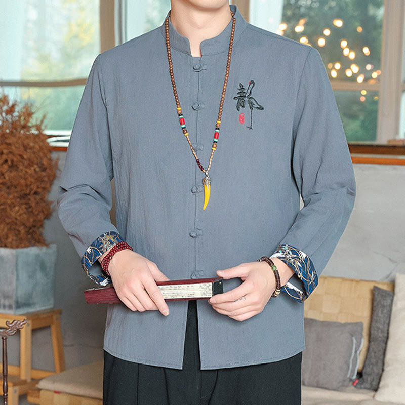 Buddha Stones秋 無地 長袖 カエルボタンシャツ リネン メンズ 禅服 - image 12