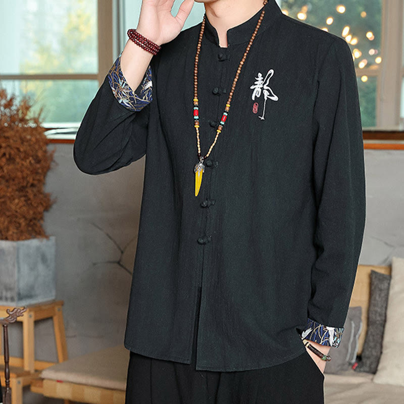 Buddha Stones秋 無地 長袖 カエルボタンシャツ リネン メンズ 禅服 - image 19