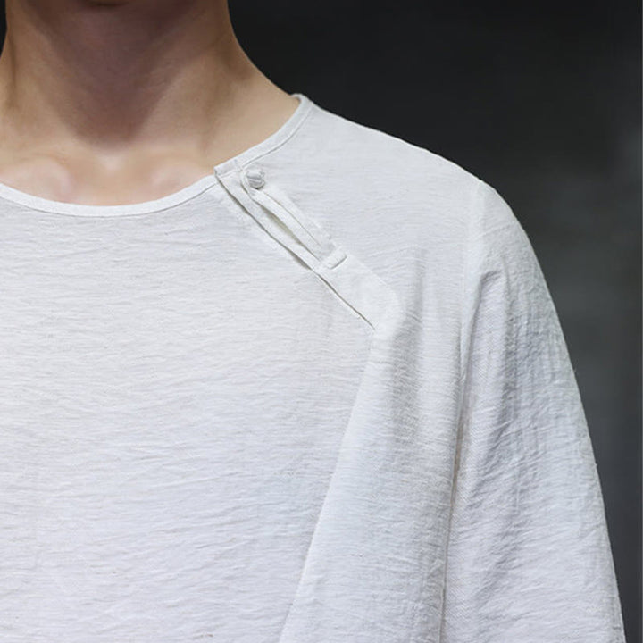 Buddha Stones秋 無地 ラウンドネック 長袖 Tシャツ コットン メンズ 服 - image 17