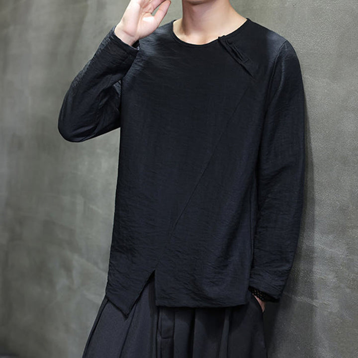 Buddha Stones秋 無地 ラウンドネック 長袖 Tシャツ コットン メンズ 服 - image 24