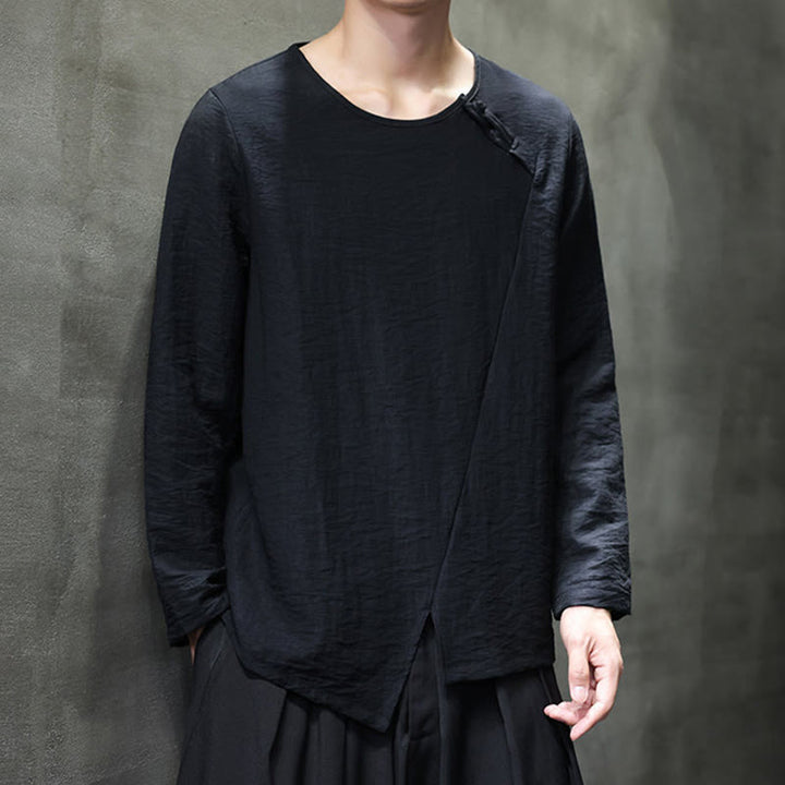 Buddha Stones秋 無地 ラウンドネック 長袖 Tシャツ コットン メンズ 服 - image 28